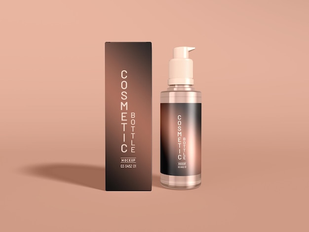 Glanzend plastic cosmetische pompfles branding mockup