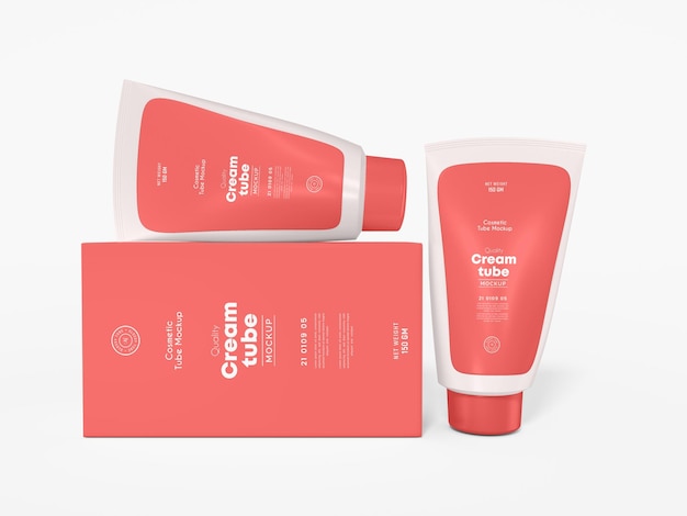 Glanzend plastic cosmetische zonnebrandcrème tube branding mockup