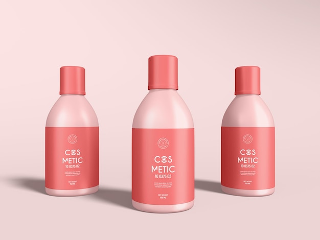 Glanzend plastic huidtoner cosmetische fles branding mockup