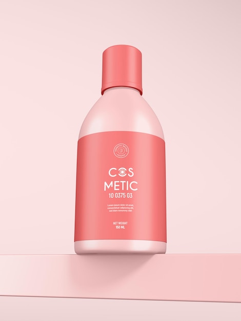 Glanzend plastic huidtoner Cosmetische fles Branding Mockup