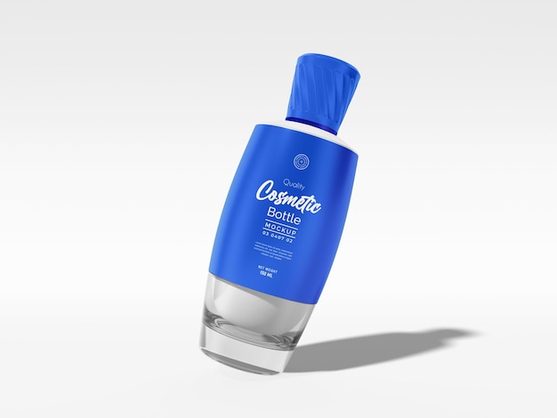 Glanzend plastic huidtoner Cosmetische fles Branding Mockup