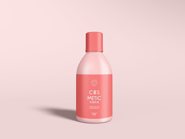 Glanzend plastic huidtoner Cosmetische fles Branding Mockup