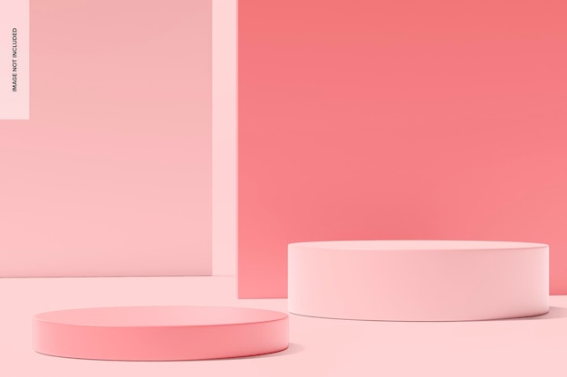 Glanzend roze geometrisch podiummodel, vooraanzicht