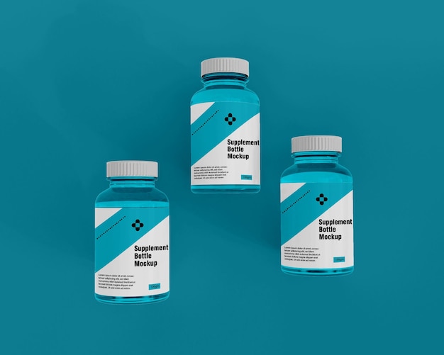 Glanzend supplement medicijnfles mockup 3d