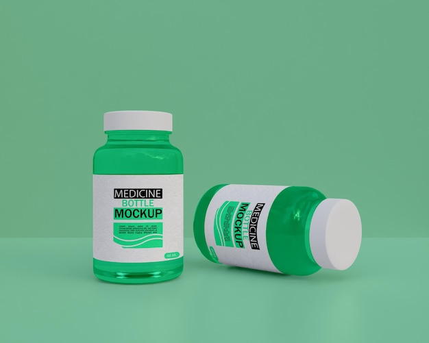 Glanzend supplement medicijnfles mockup 3d