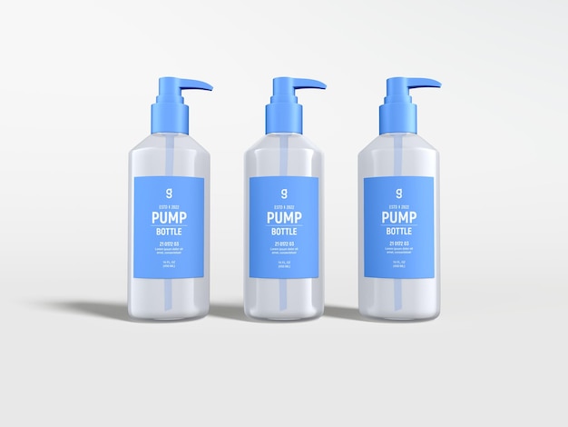 Glanzend transparant plastic cosmetische pompfles branding mockup