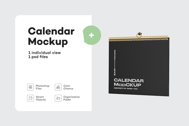 Glanzend Wandkalender Pin Mockup