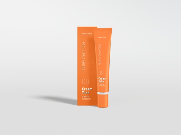 Glanzende cosmetische crème tube branding mockup