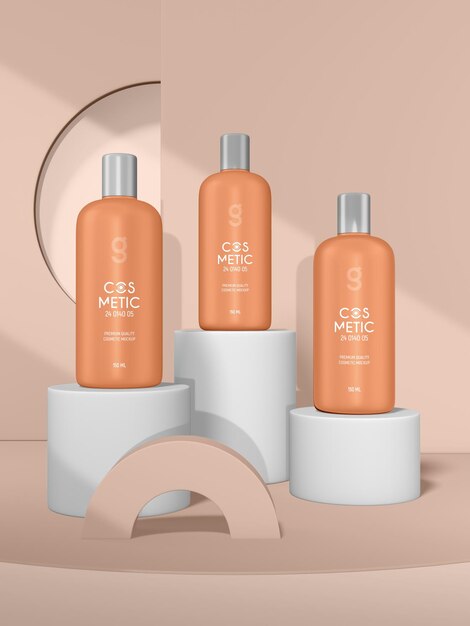 PSD glanzende cosmetische fles branding mockup