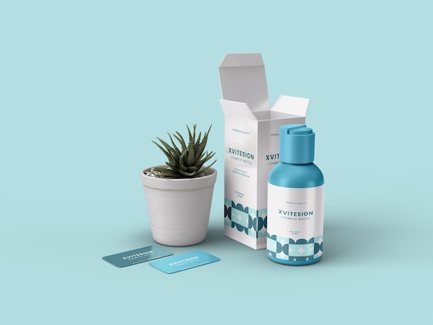 Glanzende cosmetische fles branding mockup