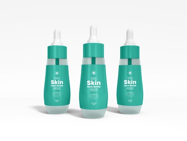 PSD glanzende cosmetische huidverzorging serumfles branding mockup