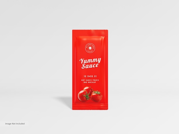 Glanzende foliesaus ketchup sachet pack mockup