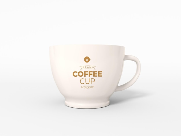 PSD glanzende keramische koffiekop mockup