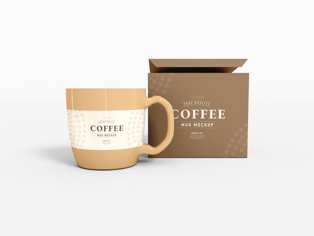 Glanzende keramische koffiemok verpakkingsmodel