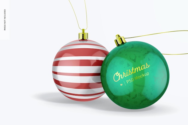 Glanzende kerstballen mockup