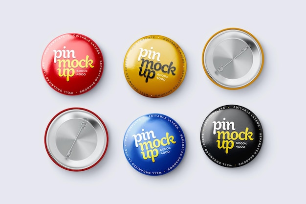 PSD glanzende knop pin mockup