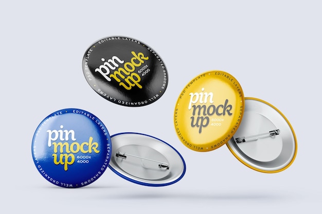 PSD glanzende knop pin mockup