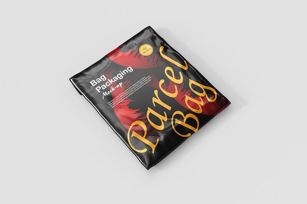 Glanzende mock-up van een pakketzak