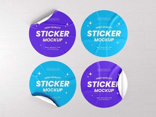 PSD glanzende ronde sticker mockup