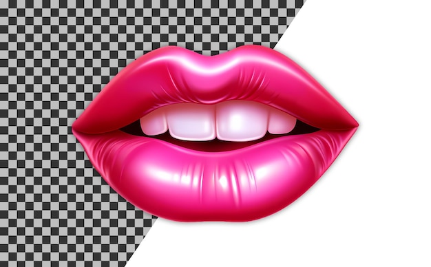 PSD glanzende roze vrouw lippen sublimatie ontwerp clipart illustratie