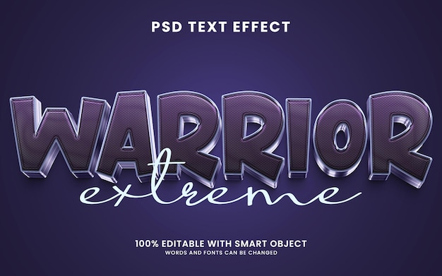 Glanzende teksteffectsjabloon voor warrior 3d-games