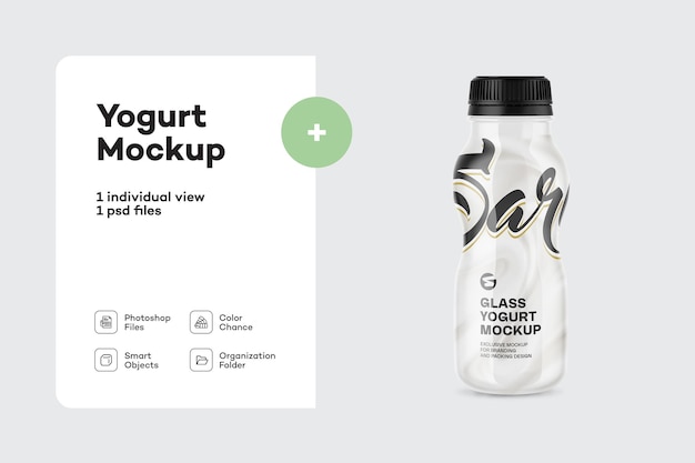 Glanzende yoghurtfles mockup