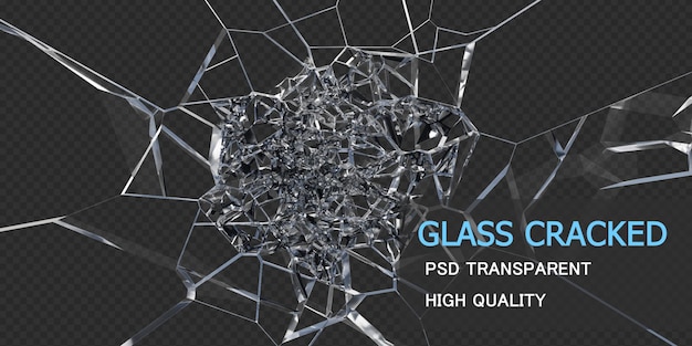 PSD glas gebarsten met puinontwerp premium psd