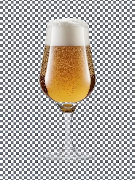 PSD glas gevuld met schuimend bier geïsoleerd op transparante achtergrond