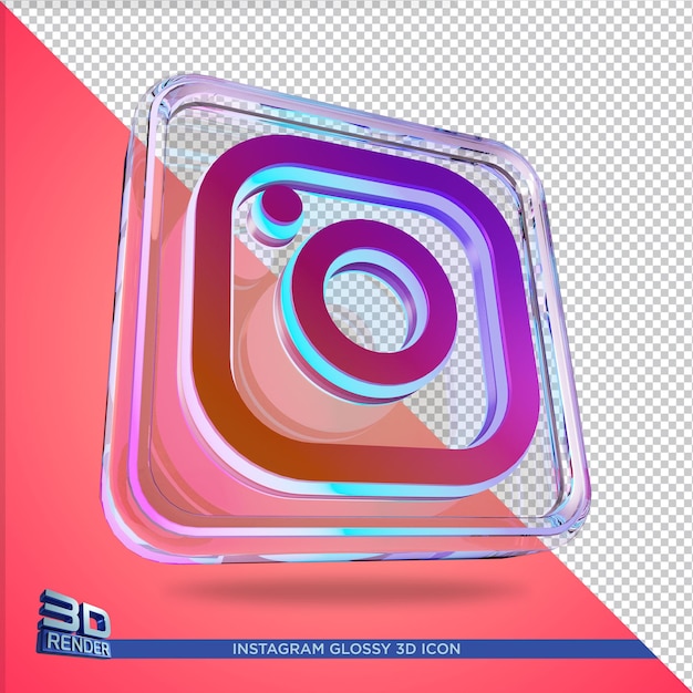 Glas instagram pictogram 3d-rendering geïsoleerd