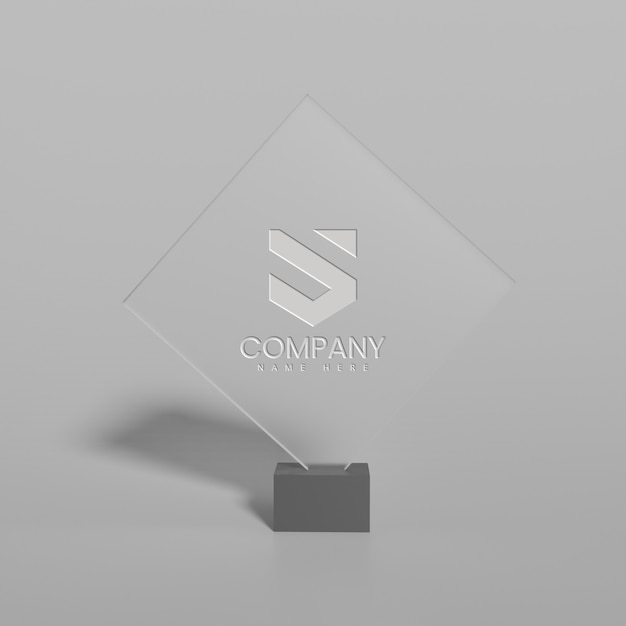 Glas logo mockup met witte achtergrond