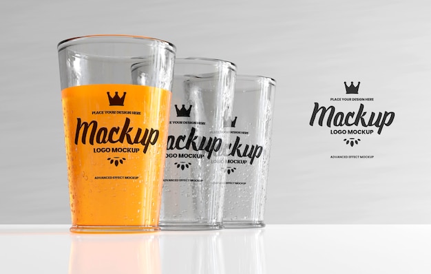 PSD glas met mockup met logo-effect