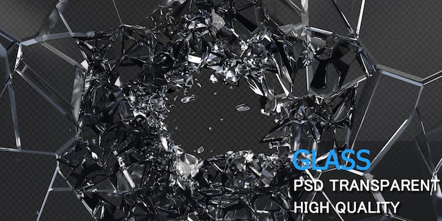 Glasafval in 3D-rendering geïsoleerd ontwerp Premium Psd