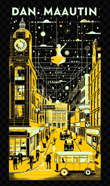 PSD glasgows buchanan street with lively street scene buskers sh psd vector tshirt tattoo ink scape art