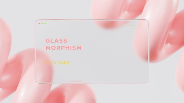Glasmorfisme gradiënt mockup ui ux 3d kleurrijke abstracte roze achtergrond