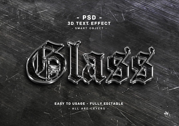 PSD glass 3d black text style effect