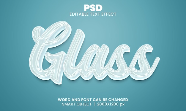 Effetto testo modificabile in vetro 3d psd premium con sfondo