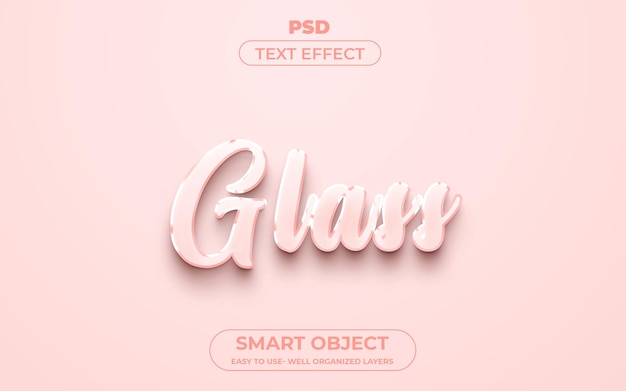 Glass 3d editable text effect style with background