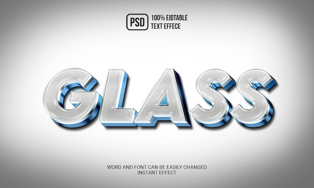 PSD glass 3d editable text style