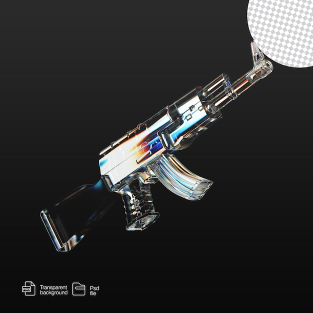 Glass 3d render transparent gun