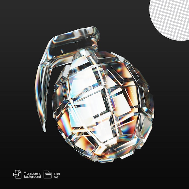 PSD glass 3d rendering transparent bomb