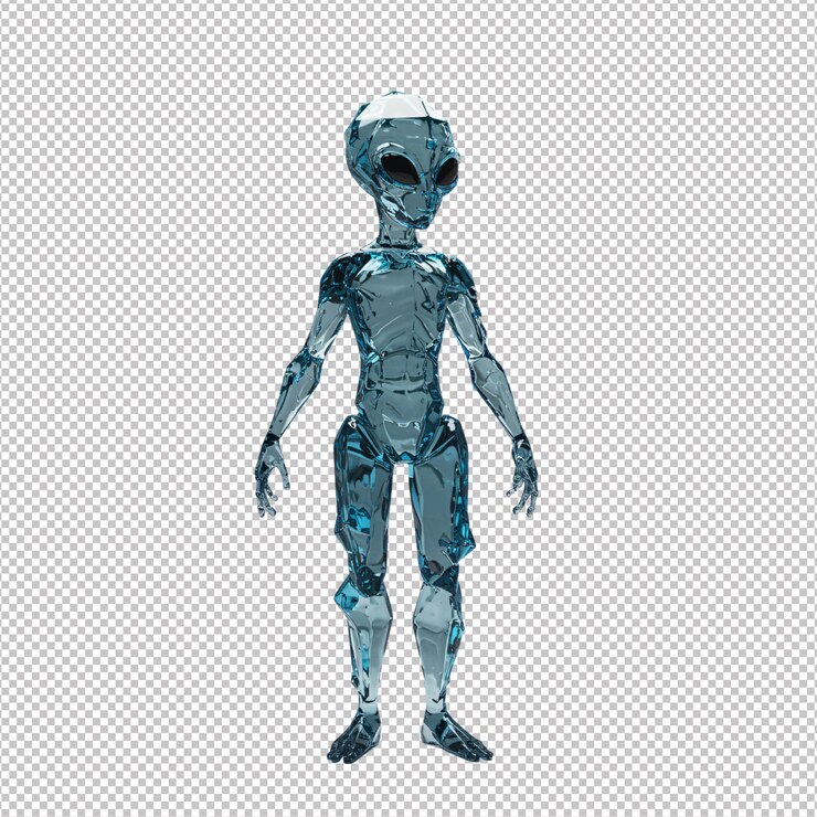 PSD glass alien render