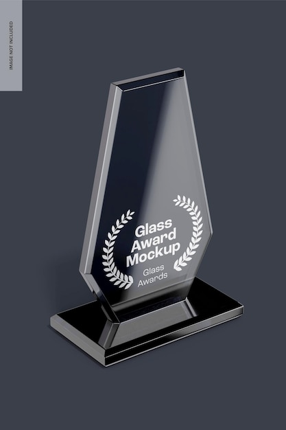 Glass award mockup, perspective