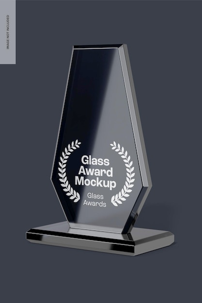 PSD glass award mockup, right view