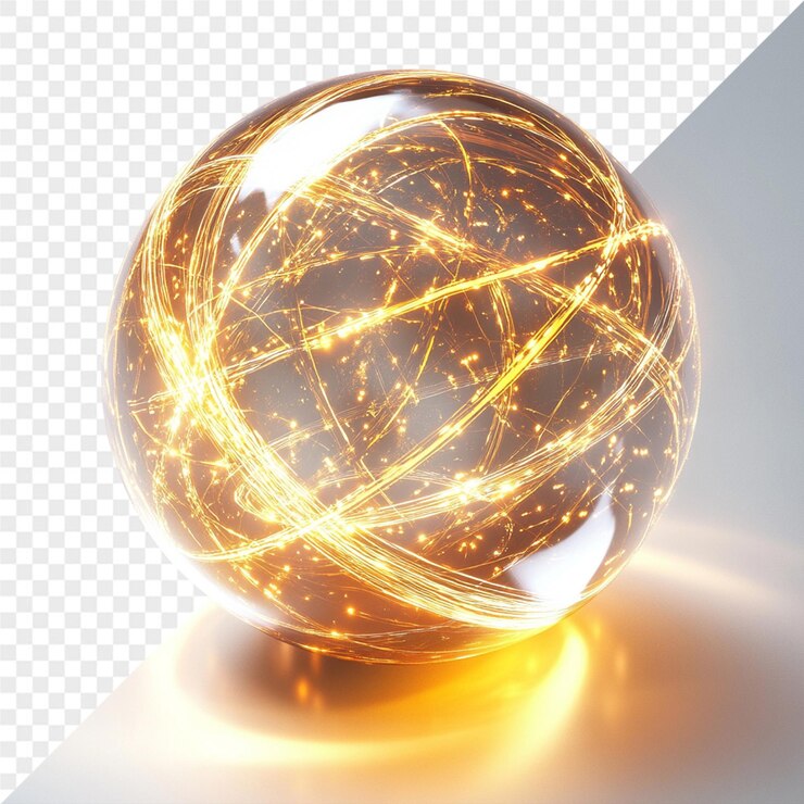PSD a glass ball with a gold sphere on it