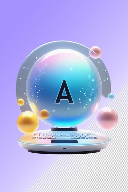 PSD a glass ball with a letter a on it