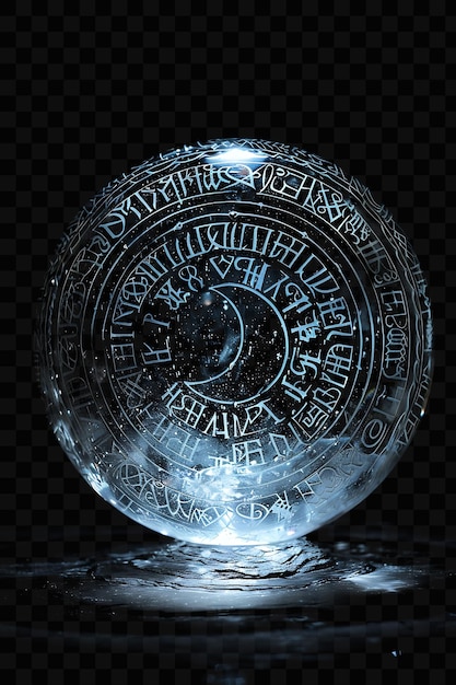 PSD a glass ball with the word zodiac written on it