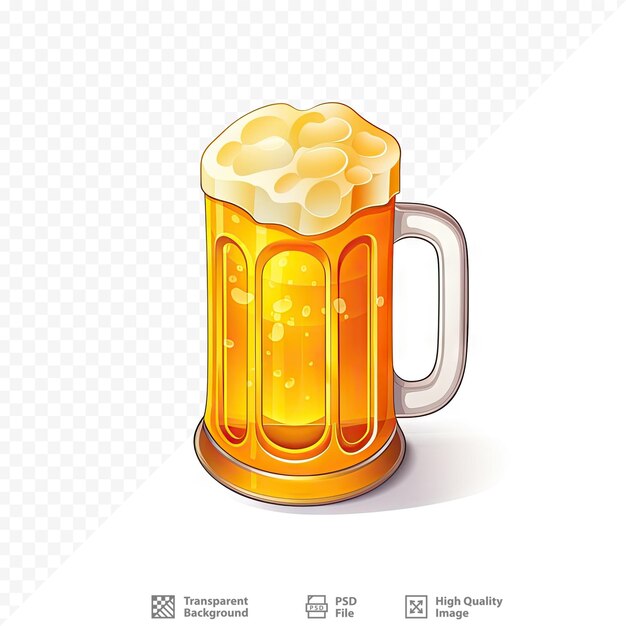 PSD a glass of beer with a yellow foam on it