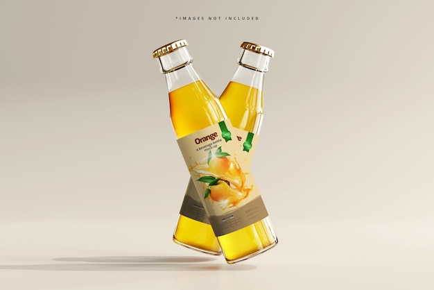 glass beverage bottles mockup