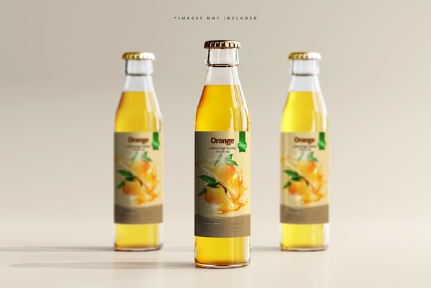 glass beverage bottles mockup
