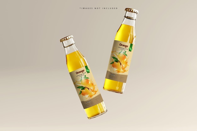 glass beverage bottles mockup